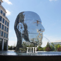 Contemporary Mirror giant art metal man fountain statue stainless steel human head sculpture